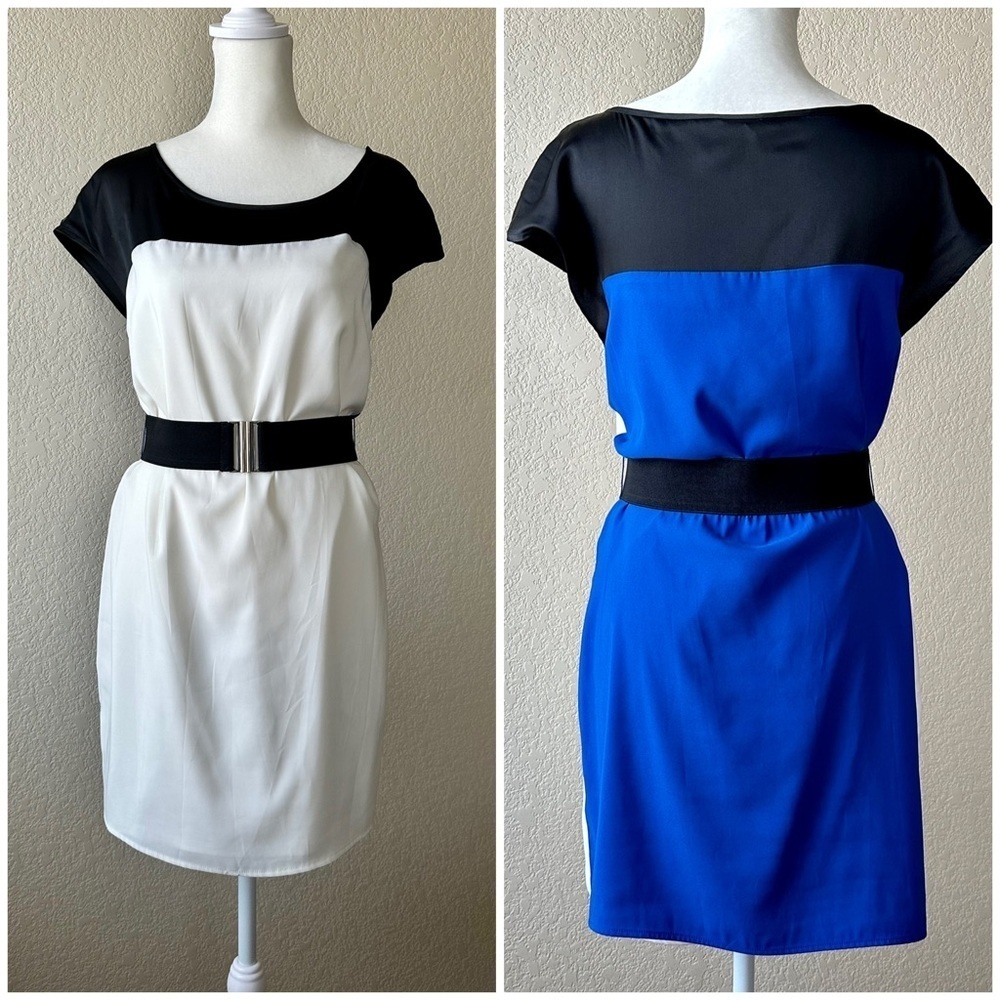 Express Color Block Dress with Belt - XS